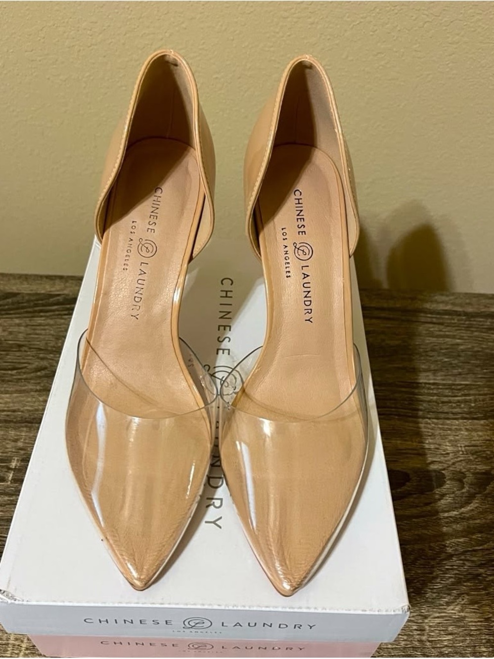 Chinese Laundry Nude Pointed-Toe Pumps with Clear Panels